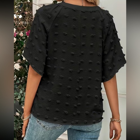 Boho V neck Swiss dot blouse - Picture 3 of 16